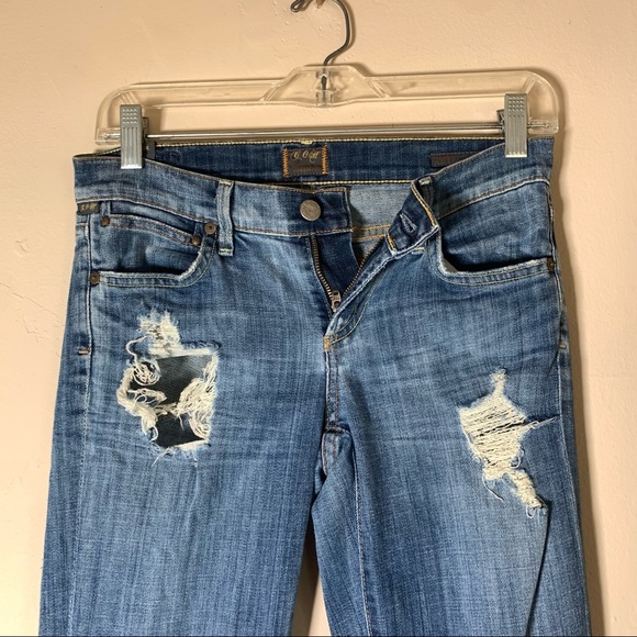 Citizens of humanity slim boot cut destressed denim jeans size 24 original $200 - Picture 3 of 10